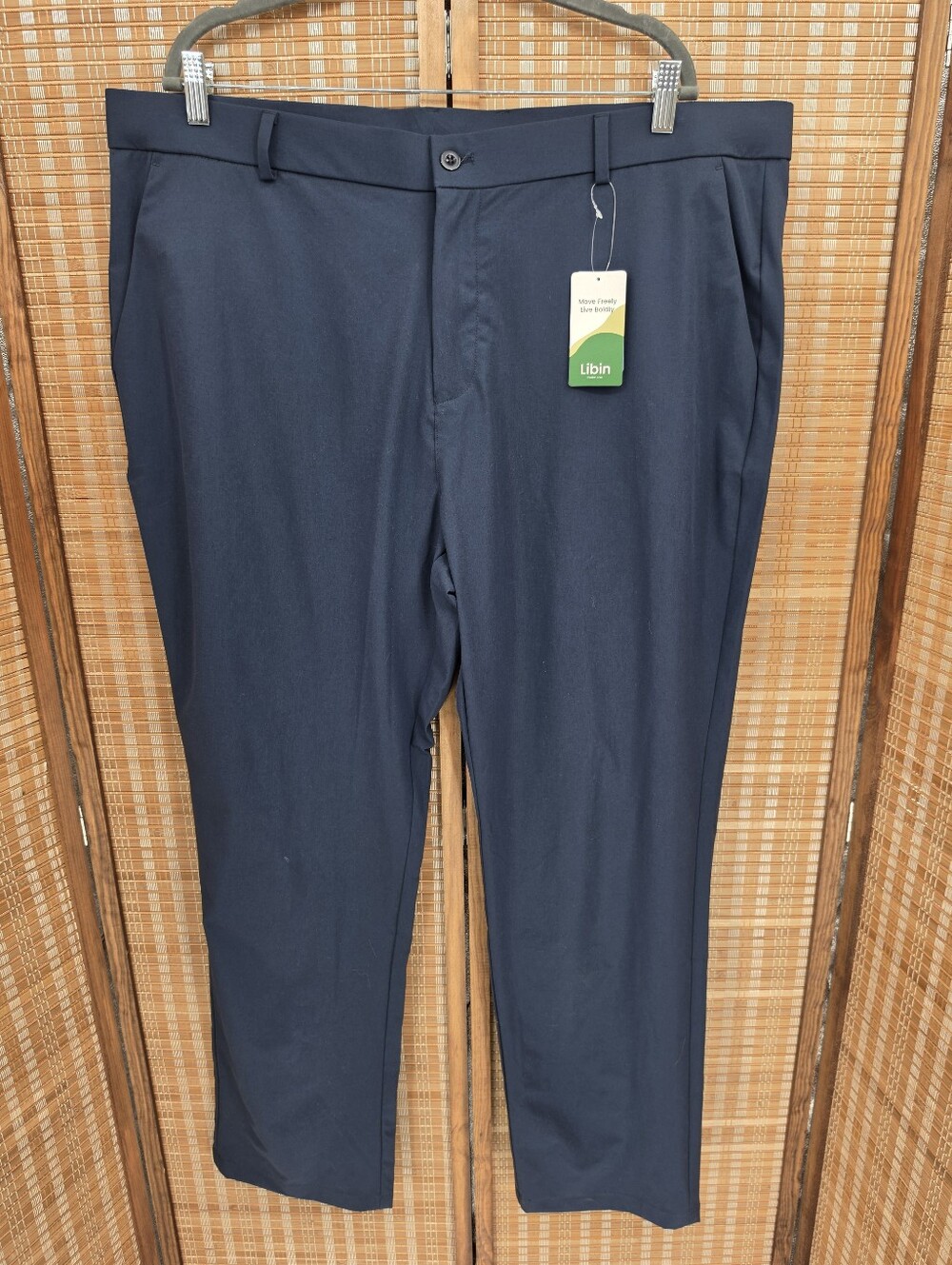 ​NWT Libin Men's Lightweight Golf Pants Navy Blue 42x32 Water Proof UPF 50+